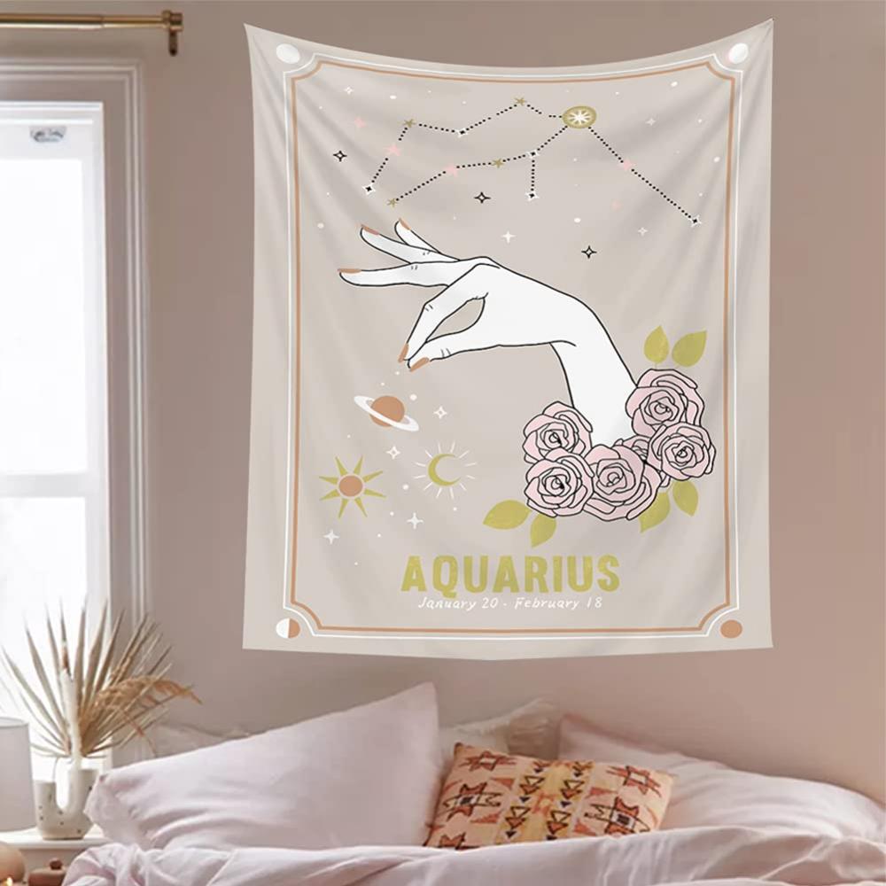 VIKAMA Tarot Magic Hand Astrology Tapestry Floral Astrological Motifs for Bedrooms and Dormitories Decorative Hanging Cloth