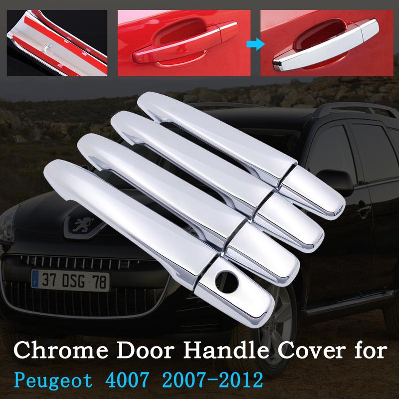 Chrome Car Door Handle Cover for Peugeot 4007 2007~2012 Trim Set Luxury Covers Exterior Car Accessories 2008 2009 2010 2011
