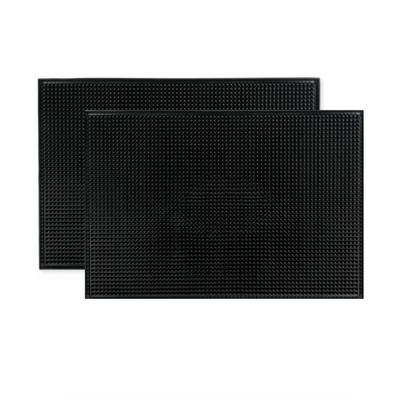 LuceLuce Bar Mat, Counter Mat, Draining Mat, and Glass Mat Set, Black, for Kitchen and Bartenders, 45cm X 30cm, 1cm Thick (Pack of 2)