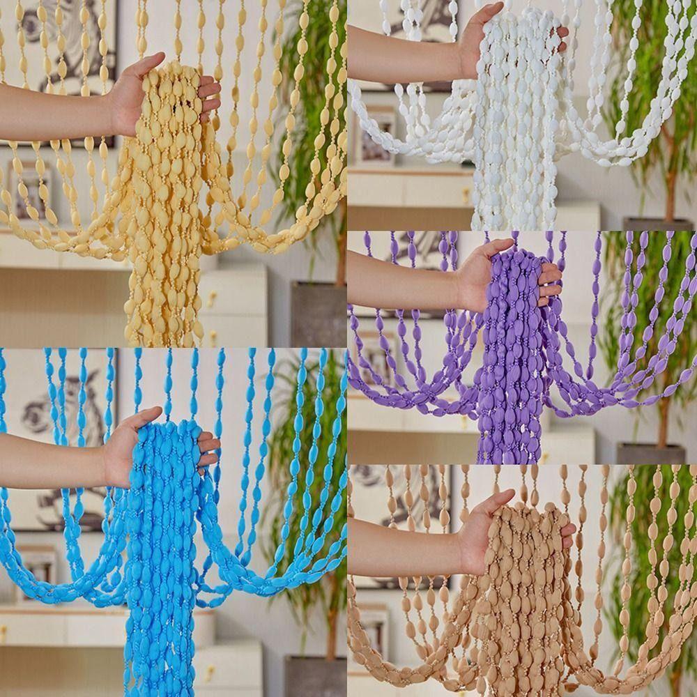 Solid Color Beaded String Curtain 100x200cm Window Wall Panel New Room Divider Tassel  Wedding