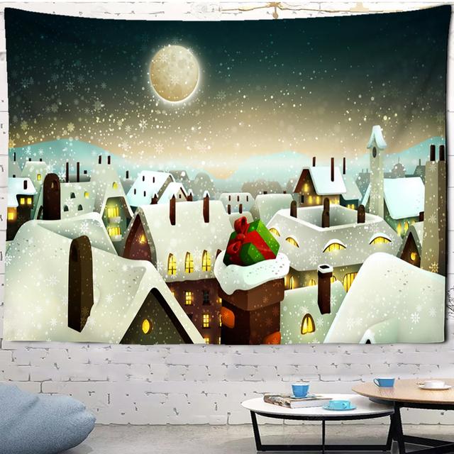 

Рождественский мультяшный снежный дом, гобелен, настенный праздничный подарок, психоделический ретро Dohemian, украшение для дома, гостиной 95x70 CM