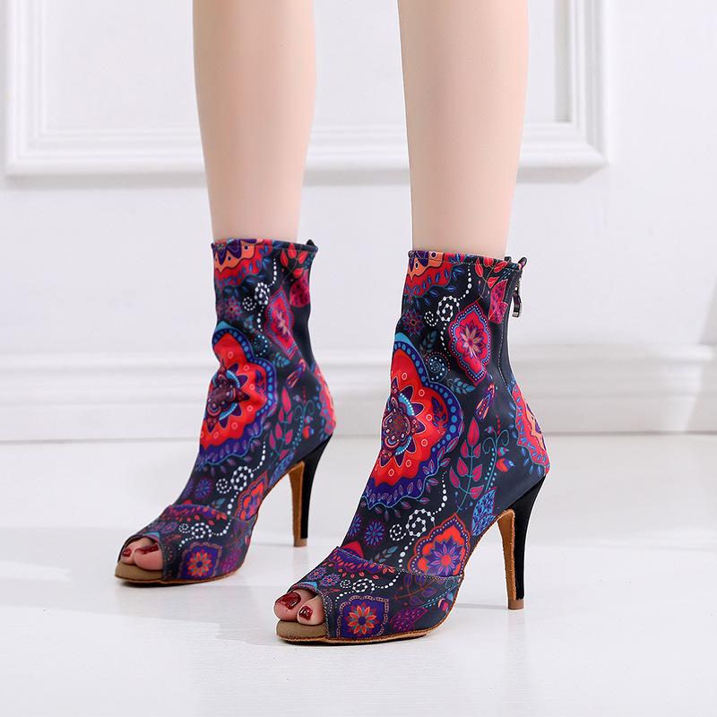 

Qianjiao Dance Black Flower Stretch Boots Обувь для латинских танцев, Танцевальные ботинки, Модная женская обувь, Обувь для джазовых танцев, One Shoes 34 чёрный
