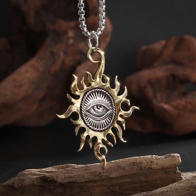 Hanger Sieraden Zon Vlam Ogen Retro Trendy Mannen Punk Ketting