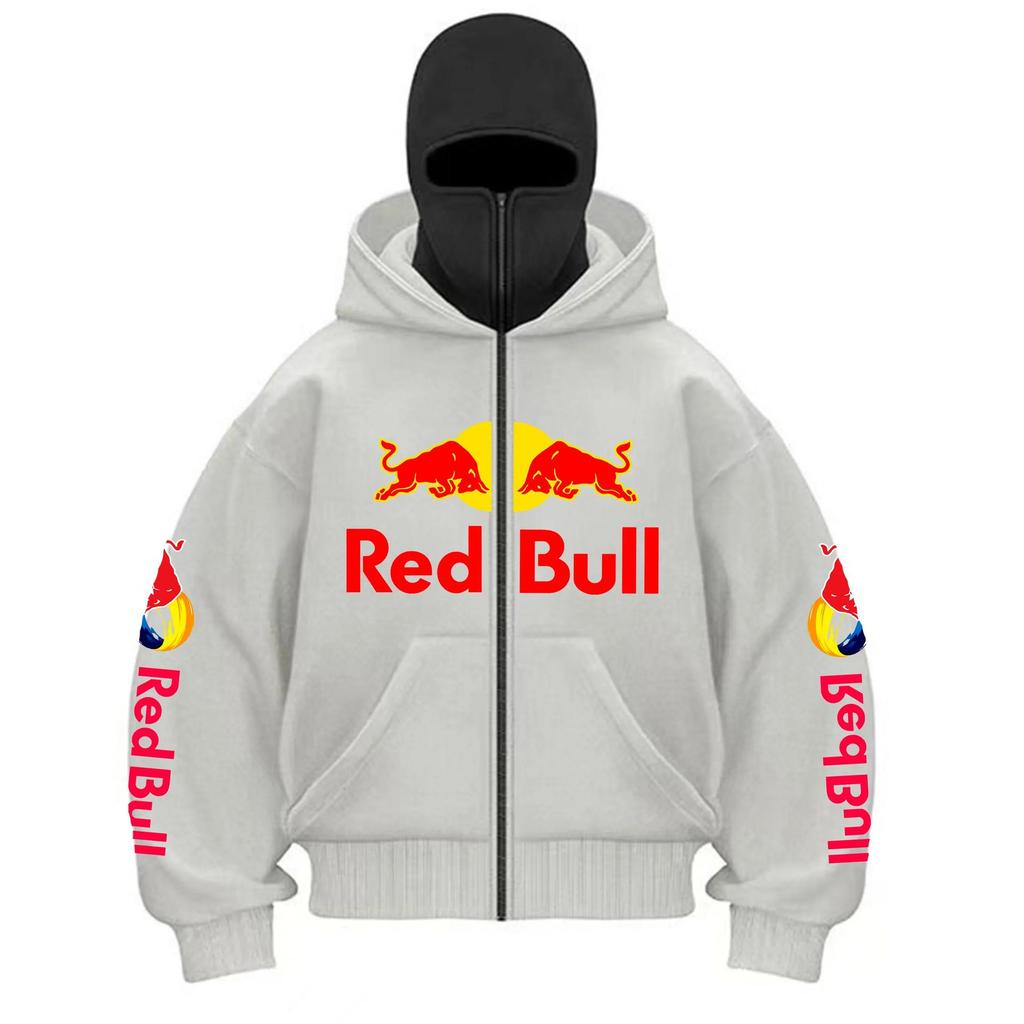 Red Bull Print Unisex Hoodie mit doppelter Kapuze und Reißverschluss - Bestseller Europäische und Amerikanische Mode