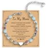 Adjustable Stainless Steel Chain Bracelet with 6mm Shoushan Stone Beads and Heart Charm