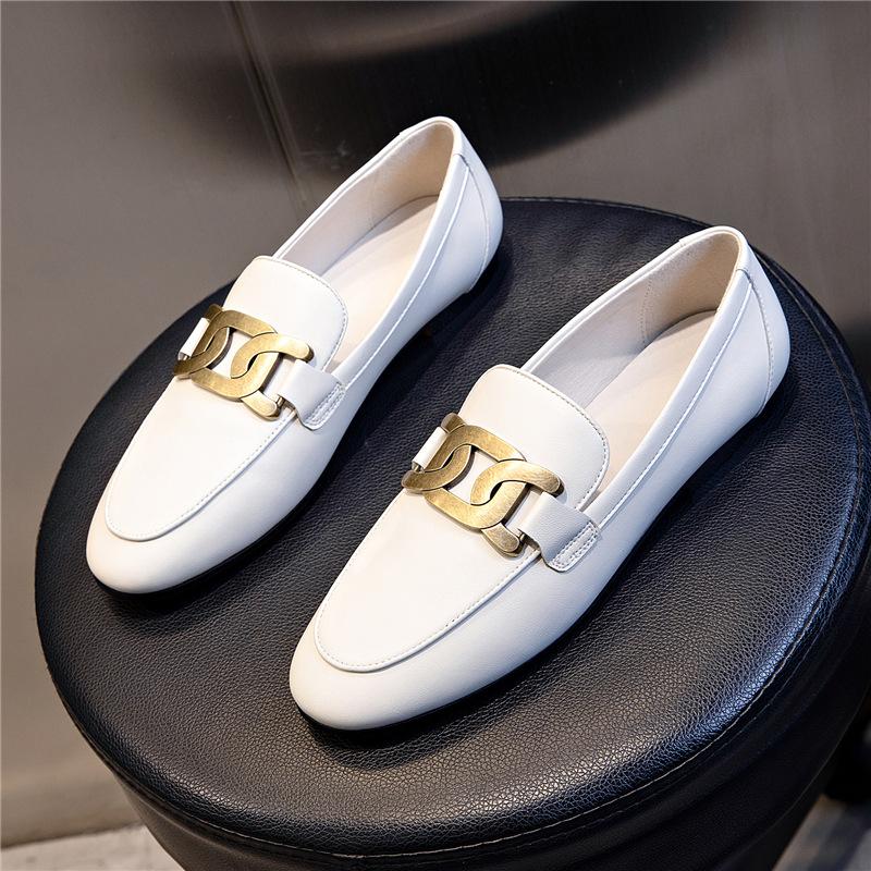 

Spring 2025 new fashion single shoes one-pedal sports Lizhen women s shoes pointed flat leather small leather shoes fashion 40 бежевый