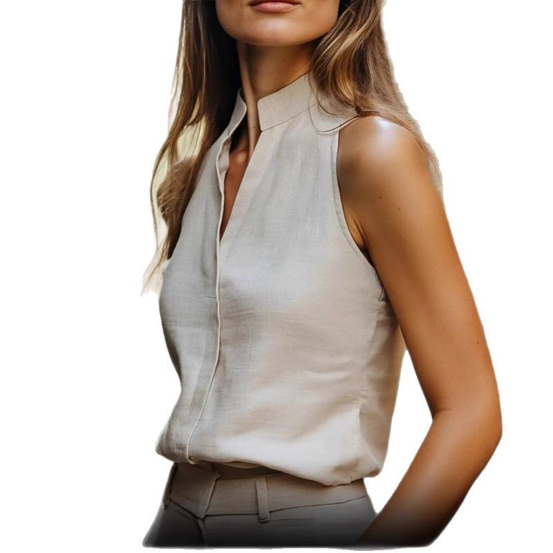 Women's New Summer Style Fashionable and Elegant V-neck Sleeveless Slimming Top