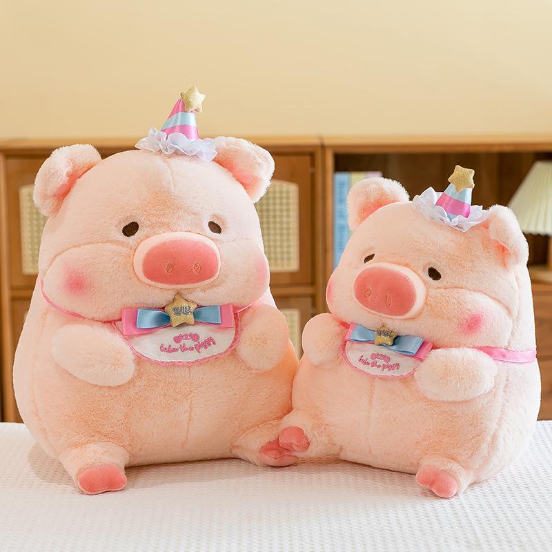 Pig Hat Star Bib Plush Toy Stuffed Animal  Doll Home Decoration Cartoon Gift