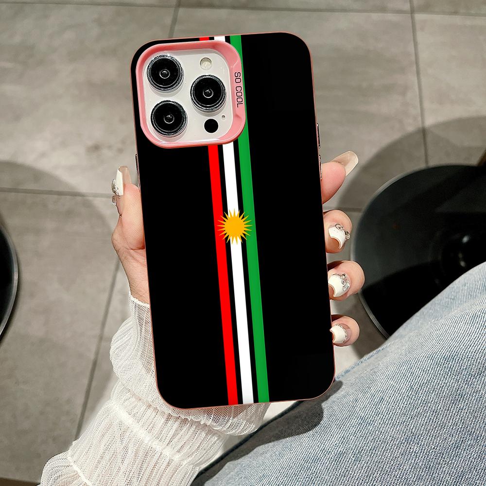 Kurdistan Flag Pink Translucent Mobile Phone Case for iPhone 17 16 15 14 13 12 11 X XR XS Air Pro Max Plus Colorful Cover