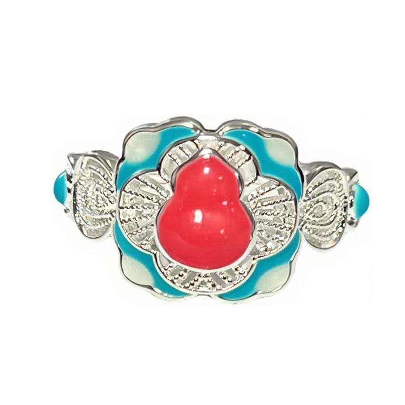 Court style ring women's new Chinese Hanfu accessories color enamel gourd personality niche design ring