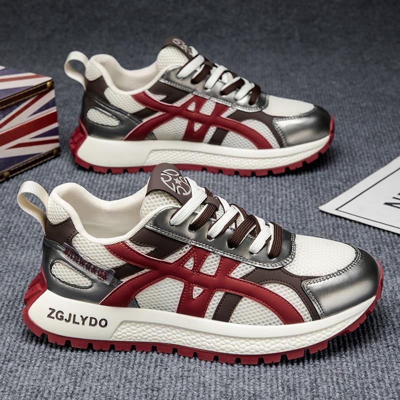 Herrenschuhe trendige Marke Farbabstimmung neu Sommer atmungsaktives Mesh bequem Sport erhöhend lässig Papa trendige Schuhe