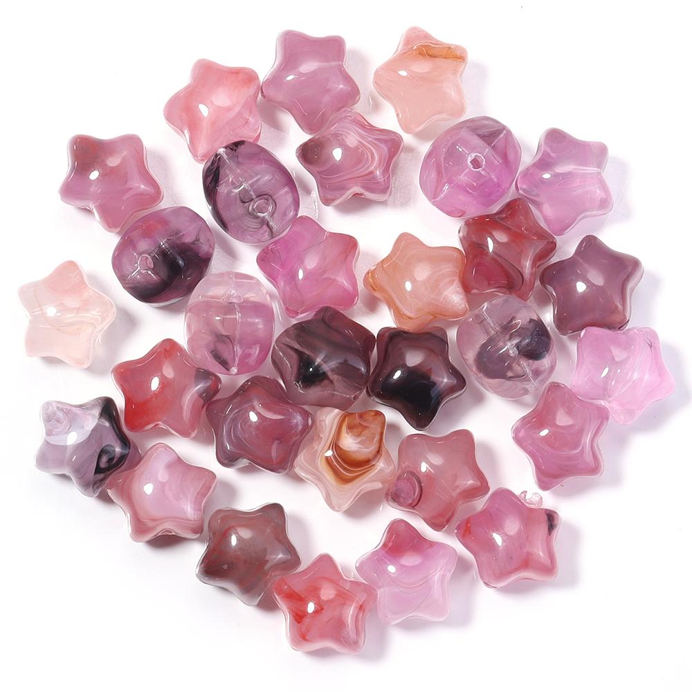 30pcs Acrylic Star Beads Colorful Chubby Five-pointed Star Loose Beads For Jewelry Making DIY Bracelets Earrings Accessories