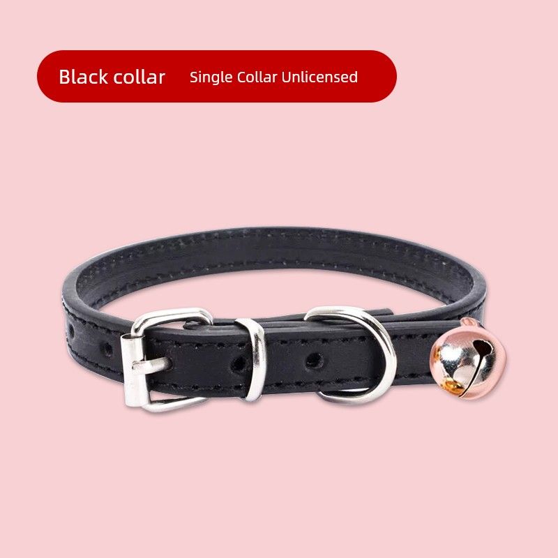 

Dog Collar Leather Chyer Small Size Dogs Cat Neutral Anti-Neck Ring Medium Teddy Bichon Golden Retriever Pet Supplies XS(3-8) catty Single black collar