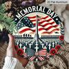 2D Flat, 1pc Memorial Day Round Metal Wall Art - Military Tribute with American Flag, Arlington Cemetery Tombstones & Iwo Jima Soldiers - Vintage