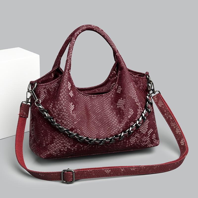 

Женская сумка-тоут из змеиной кожи: Трендовая сумка через плечо и кроссбоди большой вместимости - Универсальная, модная сумка для通勤 One Size коричневый