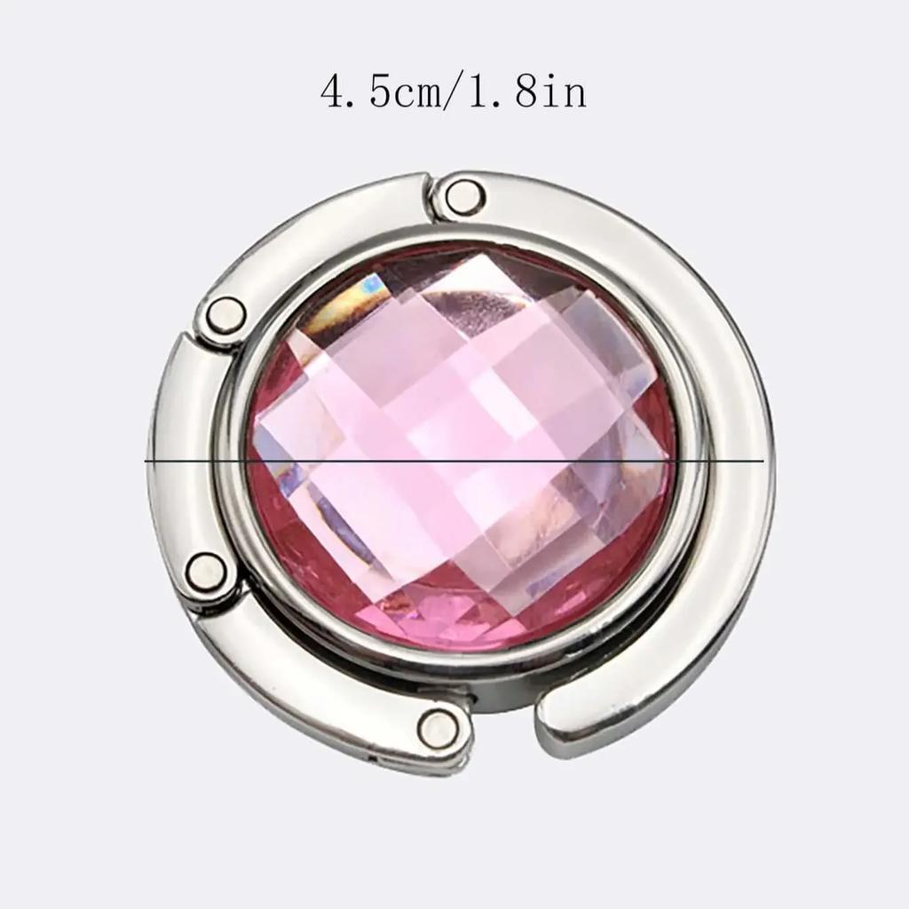 Portable Round Acrylic Hook Student Table Hook Lattice Crystal Bag Hanger Folding Metal Multifunctional Gift Bag Hook