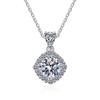D Color 1ct Moissanite Pendant Necklace Square Jewelry Women