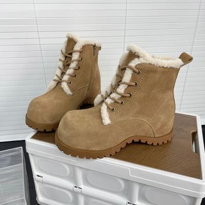 Hässlich süße dicke Kopf-Reißverschluss-Kurzstiefel Damen Winter Martin Stiefel Plüsch warm und frostschutzmittel Retro Schnürstiefel flauschige Stiefel