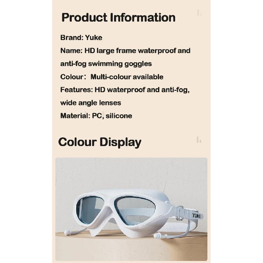 Großer Rahmen Professionelle HD Anti-Beschlag Silikon Schwimmbrille für Erwachsene Mit Ohrstöpseln Schwimmbrille Herren Damen Brille