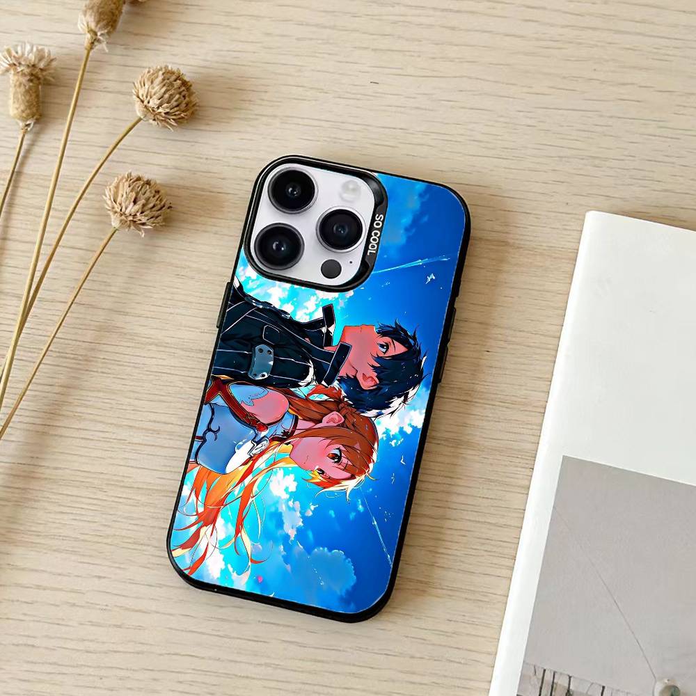 A-Asuna Anime K-Kirito Phone Case For iPhone 17,16,15,14,13,12,11,Pro Max,Plus Candy Silver Cover
