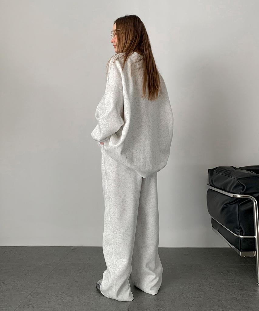 Baseukala [Set] Basic Round T-Shirt + Wide Banding Pants Set-Up (2Colors)