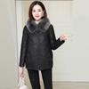 Genuine leather jacket for women Genuine leather down jacket for women Sheepskin fox fur collar short Korean style slim coat for women