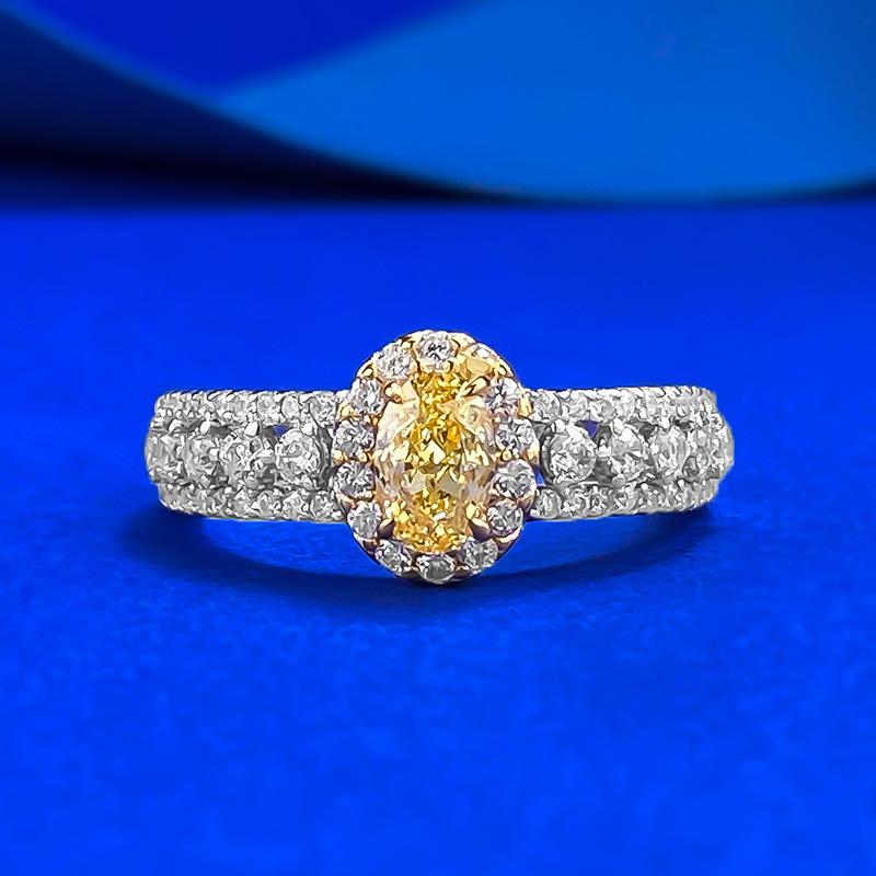 Jewelry High Carbon Diamond Pink Diamond Yellow Diamond 4 * 6 Pigeon Egg Ring Female No. 5
