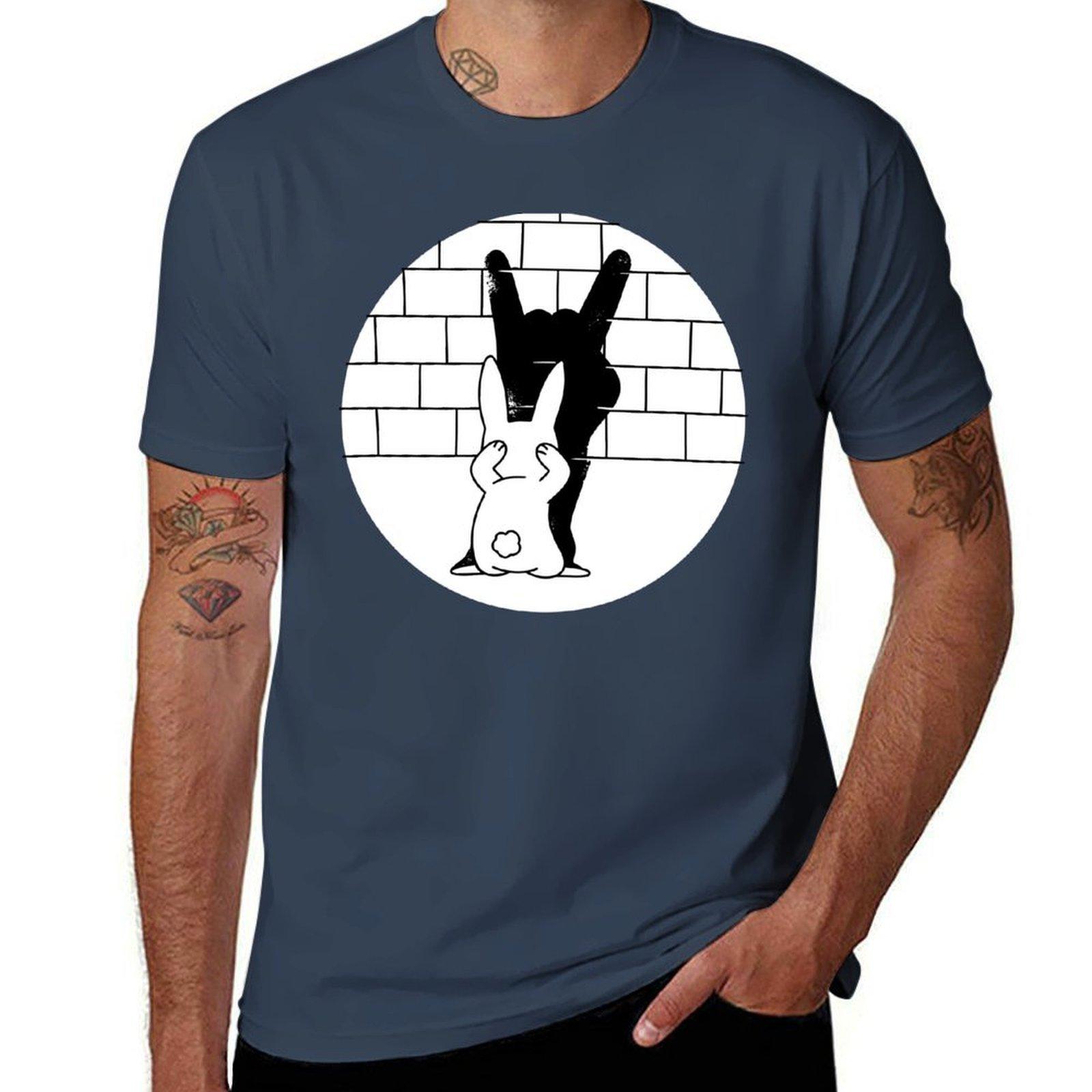 Funny Rabbit Rock and Roll Hand Shadow TShirt cotton t shirt man t shirts for man pack cotton TShirt S