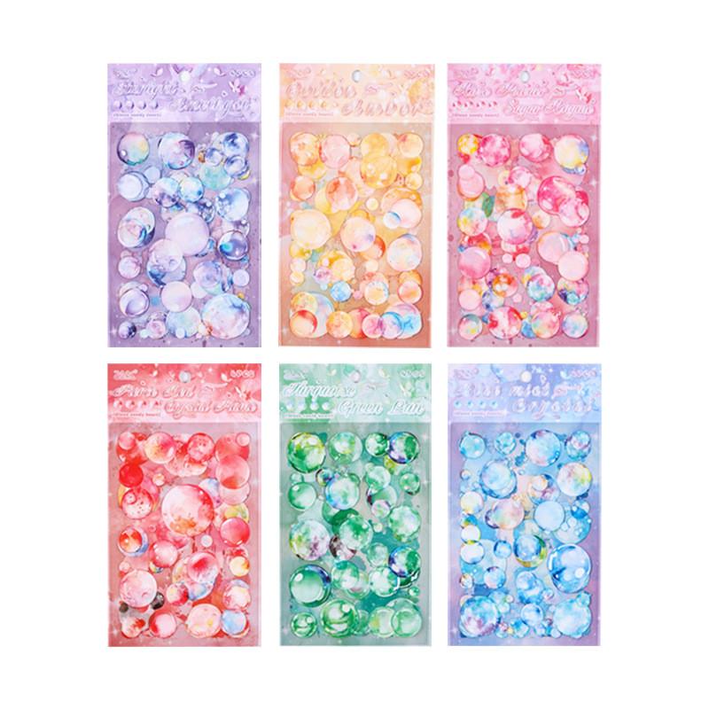 4 Sheets Colorful Bubble Stickers PET Material DIY Scrapbooking Art Collage Stationery Planner Decor Diary Stickers