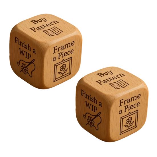1/2/3/5/6/8Pcs Wooden Quilter Dice with 6 Engraved Quilting Tasks Solid Wood Quilting Embroidery Knitting Projects Baking Drinking Decision Dice Tools
