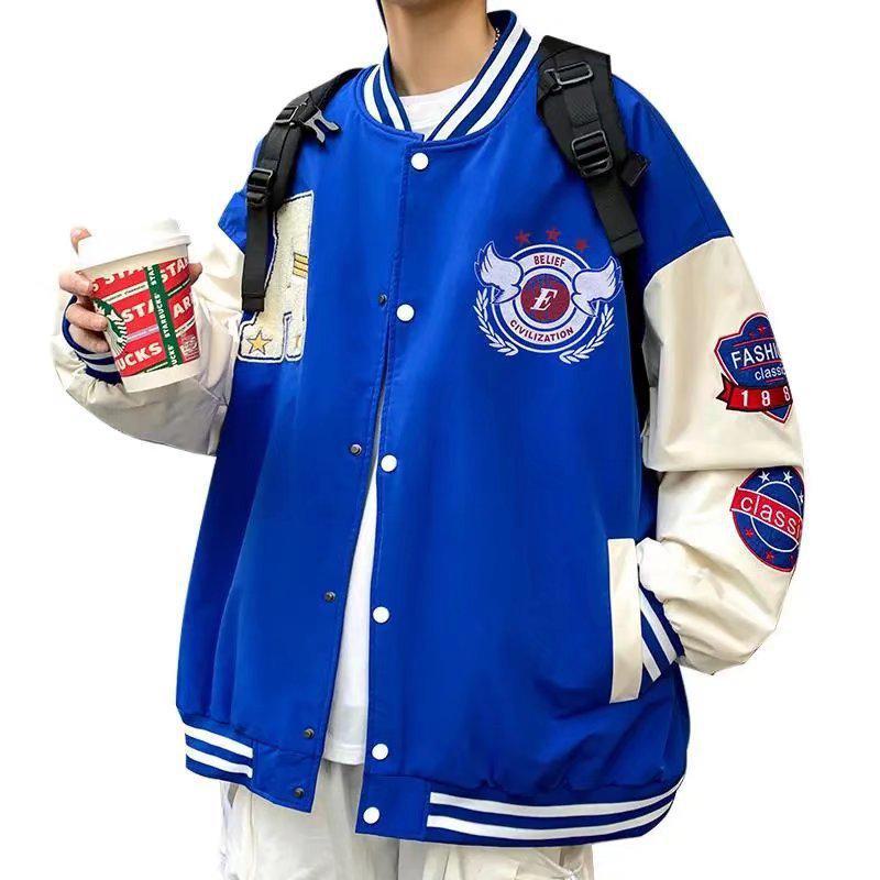 Jachetă de baseball brodată în stil retro american de colegiu pentru tineri