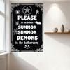 Gothic Halloween Demon Summoning Warning Metal Tin Sign - Pentagram Spiders Bats Jack-o'-Lantern Wall Decor for Home Bar Cafe Ma