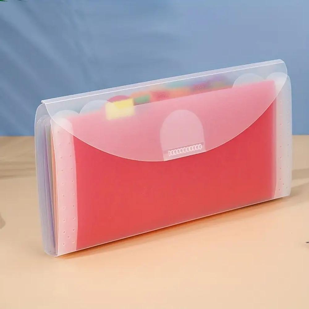 Portable Rainbow Expanding File Folder Plastic File Storage Bag Index Handle File Folder Office