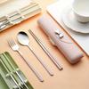 3pcs stainless steel portable cutlery spoon fork and chopsticks storage box gift Travel set for Outdoor,Picnic,School New year