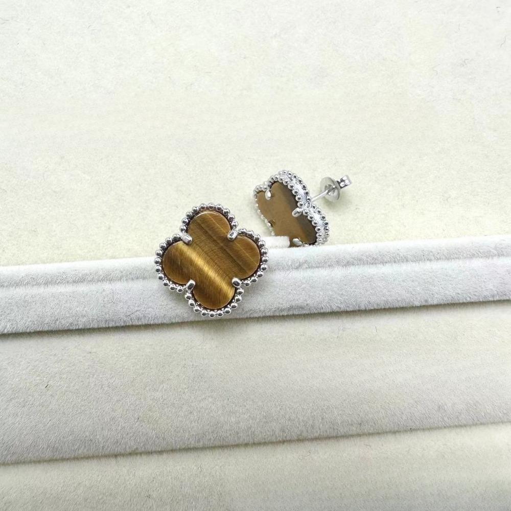 High-End Klassische Vierblattklee-Ohrringe für Damen, Roter Chalcedon High-End Damenohrringe