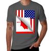 Canadian American Flag Tshirt Basic Casual Wear Short Sleeve Top