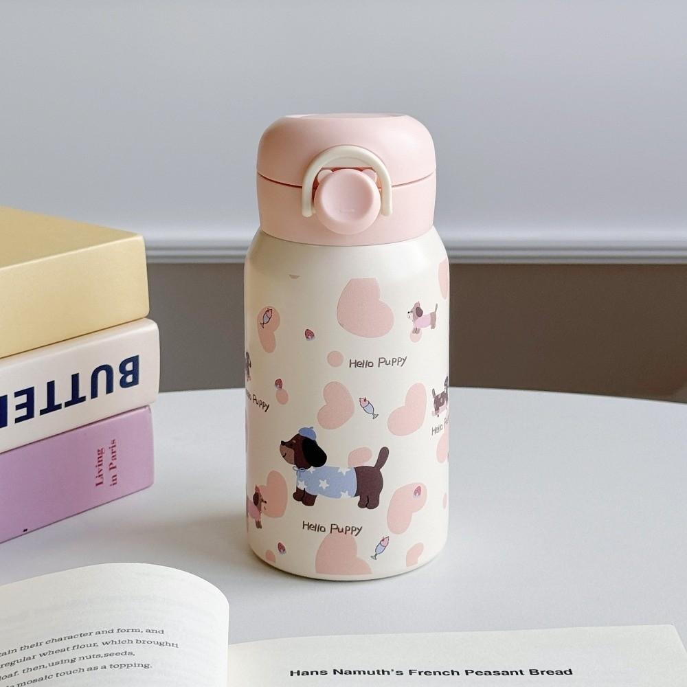 Stainless Steel Small Thermal Cup Cartoon Prints Bounce Water Bottle Students Pocket Flask