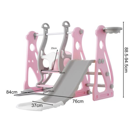 Kids Slide Swing Set, 4 In1 Baby Mini Playground, Freestanding Baby Playground with Non-Slip Ladder, Slide, Swing, Basketball Hoop Set