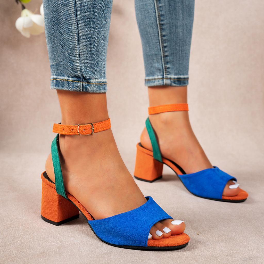 High heels ebay foreign trade models summer 2025 new women's shoes fashion color matching foreign trade large size strap sandals women