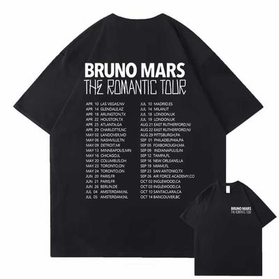 Bruno Mars The Romantic Tour T-Shirt für Herren Damen Hiphop Streetwear Oversized Tops 100% Baumwolle T-Shirt BM3