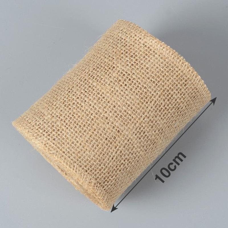Jute Burlap Fållad Band DIY-väska Material Hampa Rep Flätad Linne Rulle Bröllopsfest Hantverk Dekorativ Gåva Sybehör