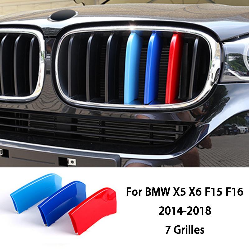 3 Color Car Front Grille Cover Bumper Stripe Stickers For BMW X1 X3 X4 X5 X6 F25 F26 F48 G01 G02 G20 G28 Car Styling Accessories