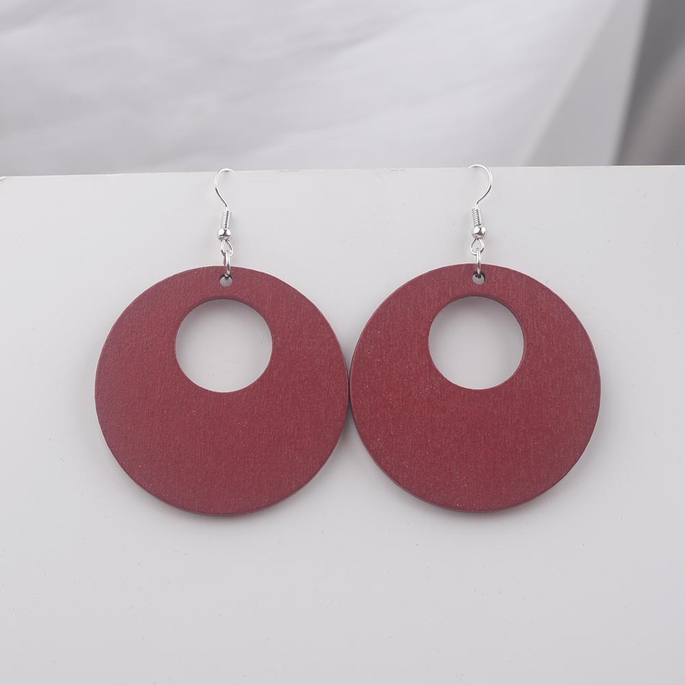 Hollow Big Round Circle Wood Pendant Earrings Eye Catching Women Exaggerated Minimalist Simple Geometric Jewelry Brincos Present GiftExaggerated
