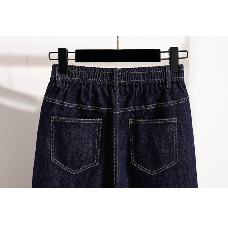 Dimanaf 2025 Plus Size Autumn Women Jeans Pants Denim Flared Pants Elastic Blue High Waist Trousers Oversize New Pants 5XL