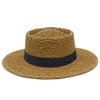 High Quality Hong Kong Style Elegant Concave and Convex Top Casual Straw Hat Fashionable Hollow Straw Jazz Hat High-end Sun Hat