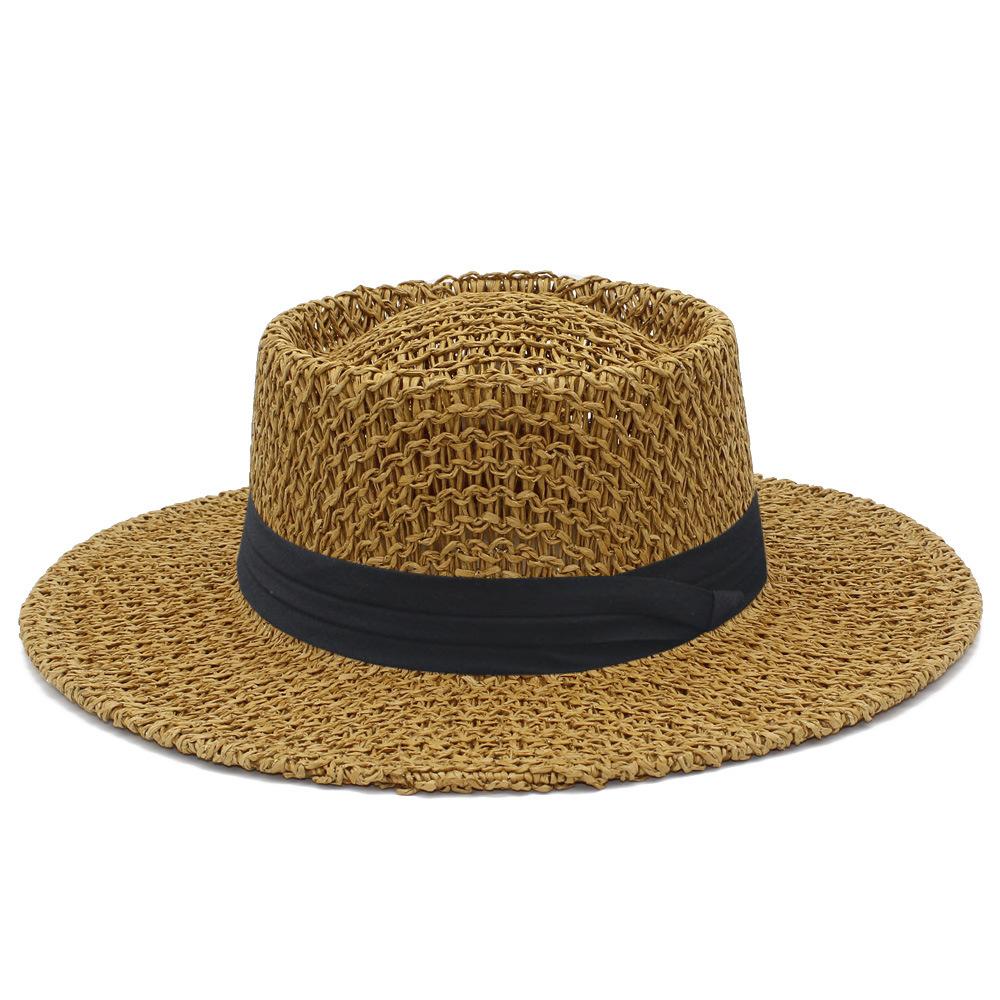 High Quality Hong Kong Style Elegant Concave and Convex Top Casual Straw Hat Fashionable Hollow Straw Jazz Hat High-end Sun Hat