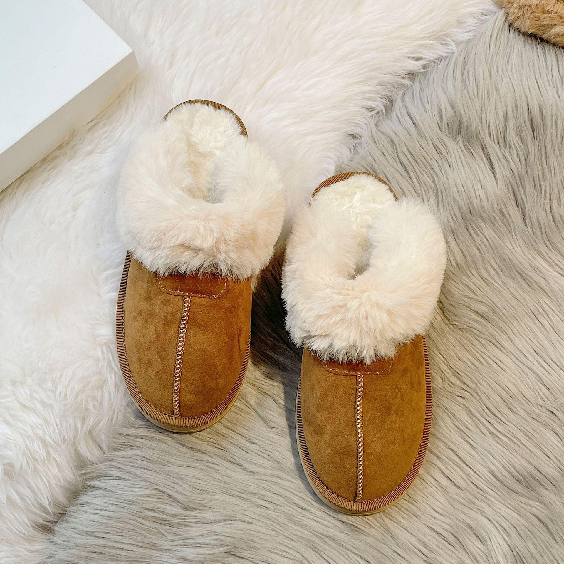 

Меховая интегрированная сумка на голову полуперетаскивание хлопковые тапочки женская одежда ленивый ветер теплые модные универсальные нескользящие пушистые тапочки женские 35 малиновый