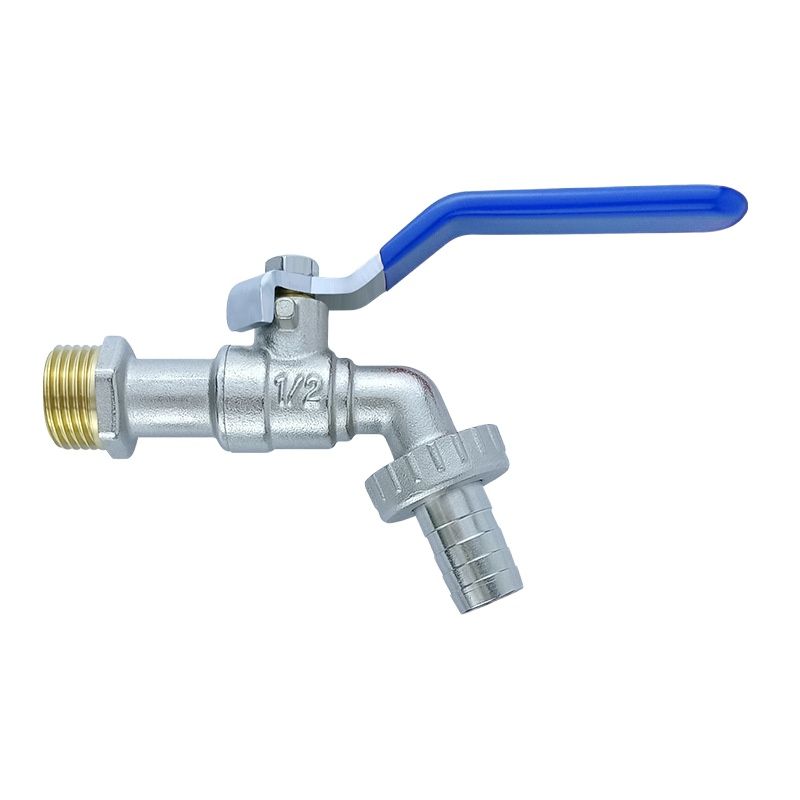 1/2'' 20mm Garden Lever Tap Outdoor Water Faucet Long Handle 1-Way Ball Valve Shut Off with Connecter for IBC Tank