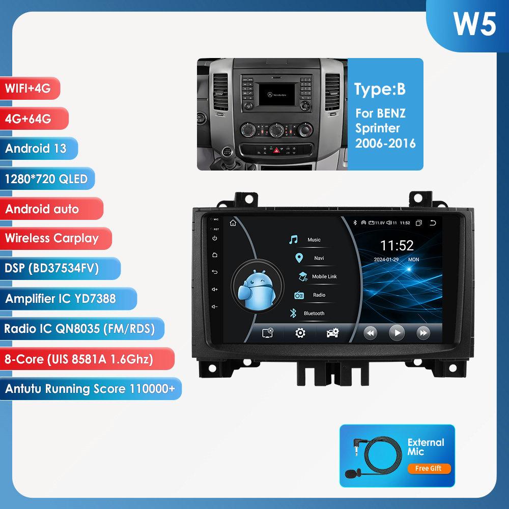 OSSURET Car Radio for Benz Sprinter Volkswagen Crafter 2006 - 2016 Wireless Carplay Android Auto Multimedia GPS Autoradio 360 Cam SWC BT