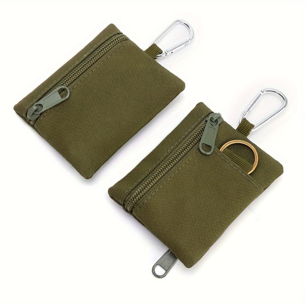 1pc Men's Simple Camping, Mountain Climbing And Fishing Coin Storage Zipper Card Holder, Key Earphones Small Wallet
